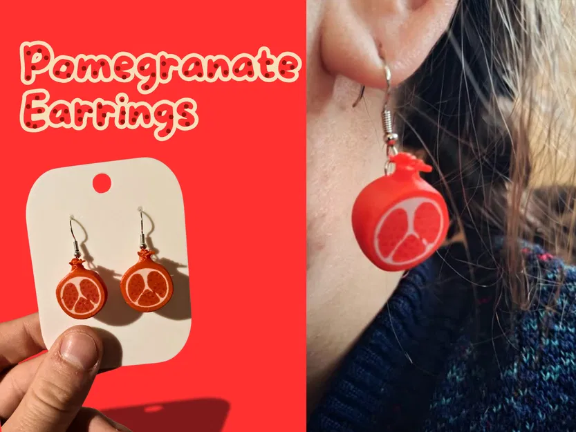 Bông tai trái lựu (Pomgranate Earing) in 3D – bản mini - Image 1