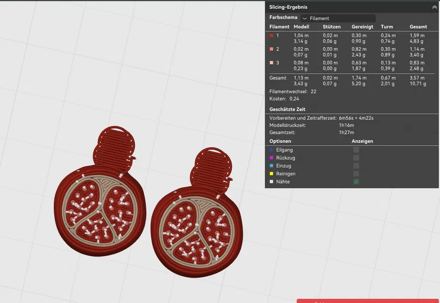 Bông tai trái lựu (Pomgranate Earing) in 3D – bản mini - Image 3