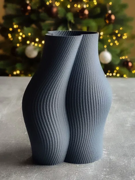 Bình hoa thiết kế hiện đại gân sọc (Moderne, gerippte Designvase Deko Vase) - Image 1