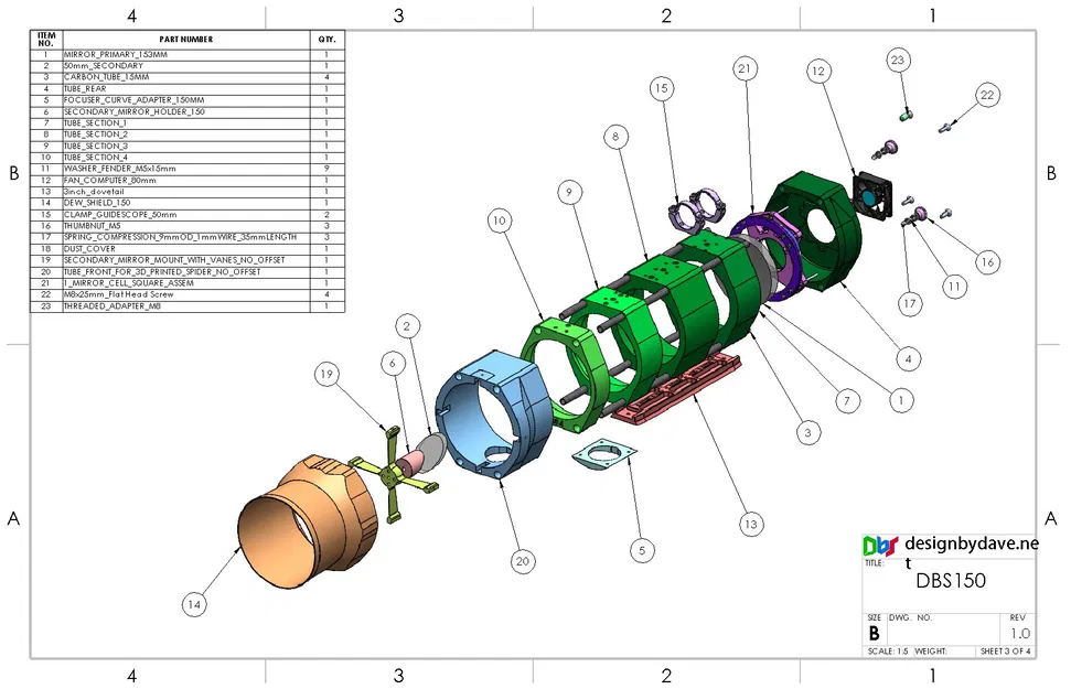 DBS150 Astrograph - Kính thiên văn chụp ảnh bầu trời sâu in 3D - Image 14