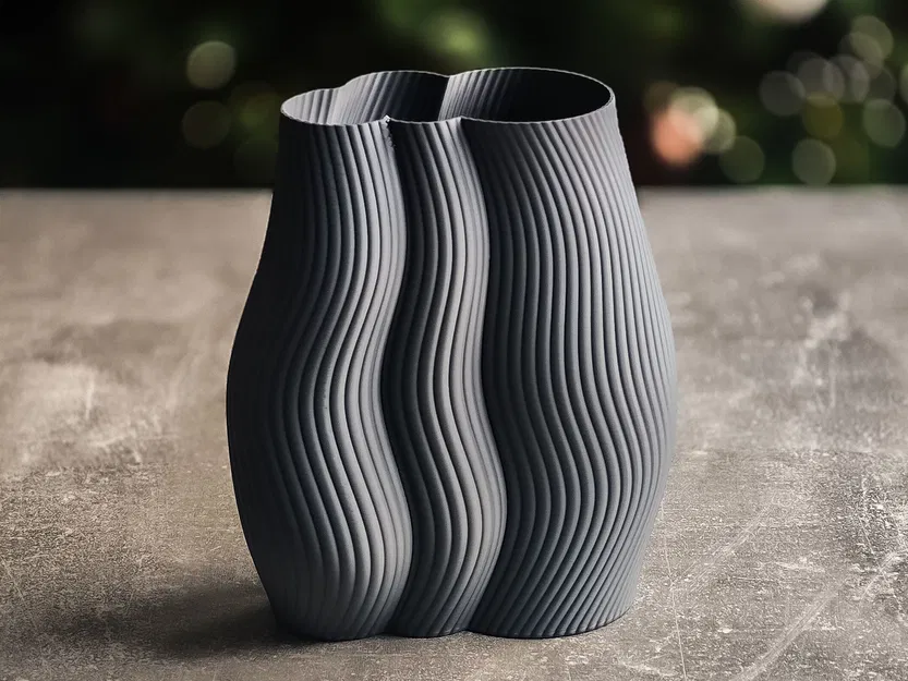 Bình hoa decor hiện đại gân sọc (Moderne, gerippte Designvase Dekovase) - Image 1