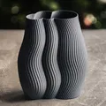 Bình hoa decor hiện đại gân sọc (Moderne, gerippte Designvase Dekovase) - Thumbnail 1