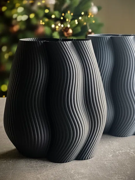 Bình hoa decor hiện đại gân sọc (Moderne, gerippte Designvase Dekovase) - Image 2