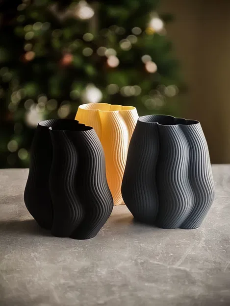 Bình hoa decor hiện đại gân sọc (Moderne, gerippte Designvase Dekovase) - Image 3