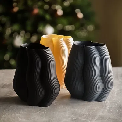 Bình hoa decor hiện đại gân sọc (Moderne, gerippte Designvase Dekovase)