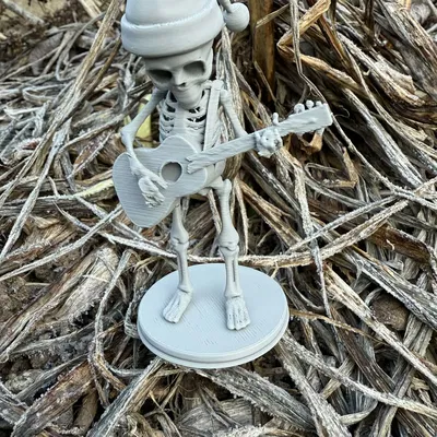 Bộ Xương Mùa Đông Cầm Guitar Trên Giá Đỡ