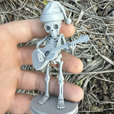 Bộ Xương Mùa Đông Cầm Guitar Trên Giá Đỡ