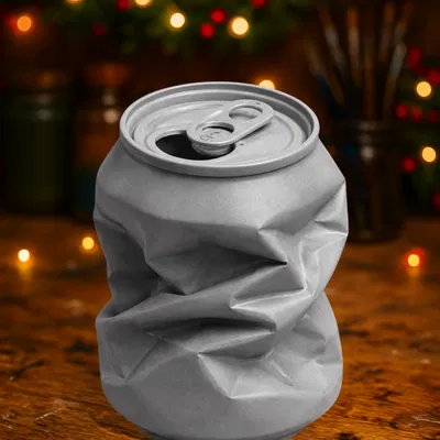 Tác phẩm điêu khắc lon soda bị vò (Crumpled Soda Can Sculpture)