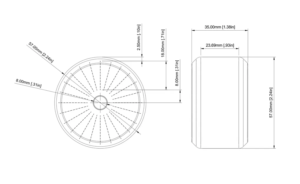 Bánh xe tiện dụng 57mm - Thiết kế 24 nan hoa bên trong - Image 4