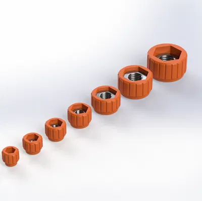 Đai ốc Knurled M3–M12 với lõi đai ốc lục giác (Hex Nut Insert)