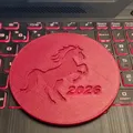 Đế lót ly thủy tinh Ngựa 2026 (2026 Year of the Horse glass coaster) - Thumbnail 1