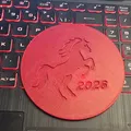 Đế lót ly thủy tinh Ngựa 2026 (2026 Year of the Horse glass coaster) - Thumbnail 3