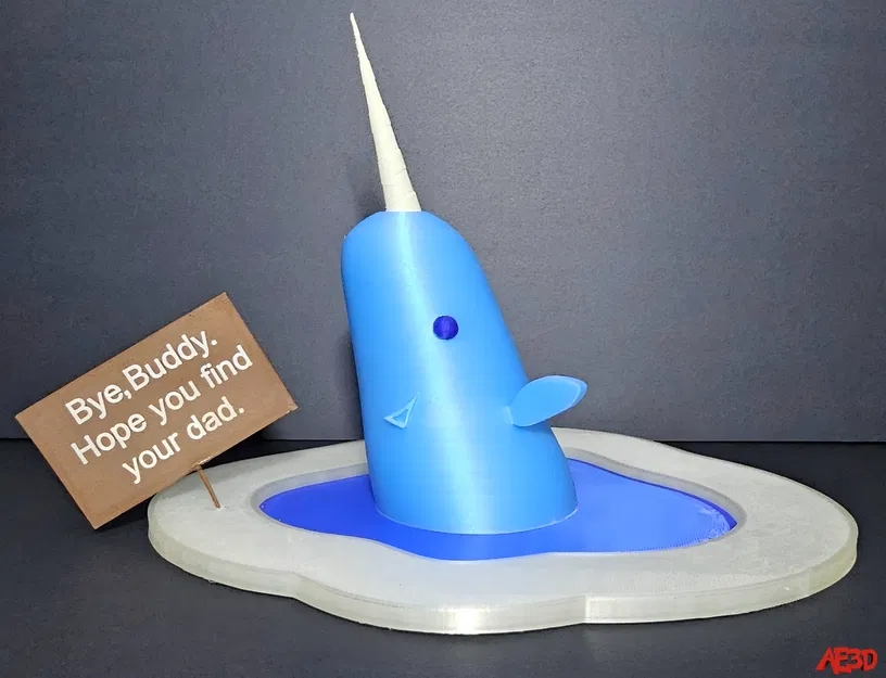 Mr. Narwhal “Bye Buddy” Ice Patch – Mô hình narwhal Giáng Sinh (Elf) - Image 1