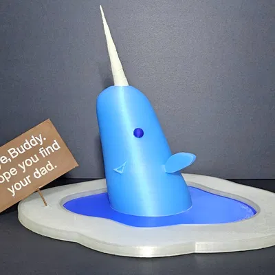 Mr. Narwhal “Bye Buddy” Ice Patch – Mô hình narwhal Giáng Sinh (Elf)