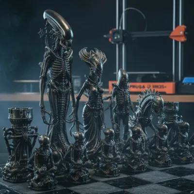 Bộ Cờ Vua Alien – Horror Biomechanical Xenomorph (3D Printable)