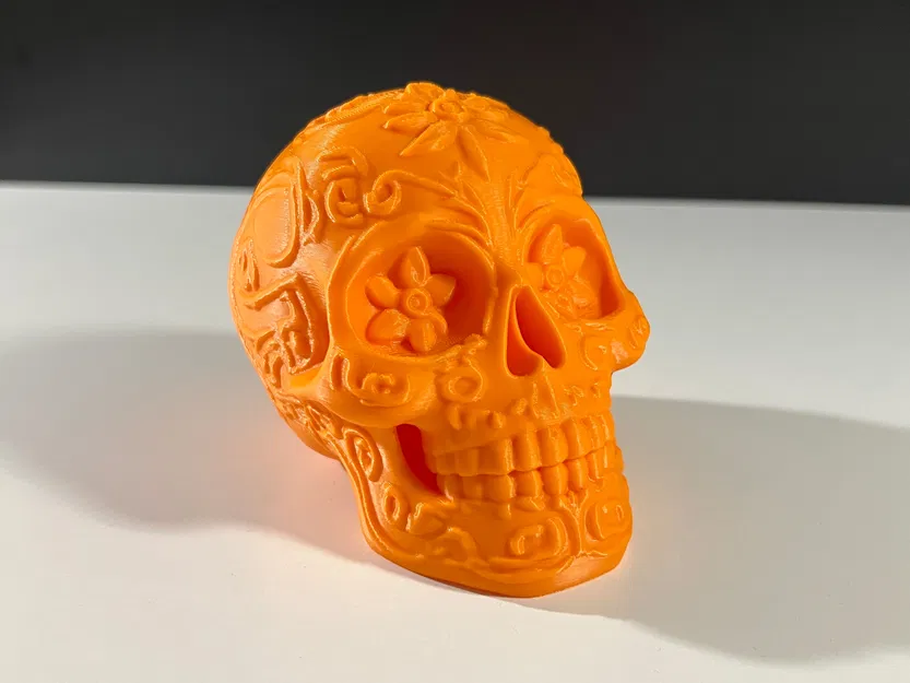 Flower Sugar Skull – Đầu Lâu Trang Trí Chạm Khắc Hoa (90 mm) - Image 1