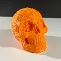 Flower Sugar Skull – Đầu Lâu Trang Trí Chạm Khắc Hoa (90 mm) - Thumbnail 1