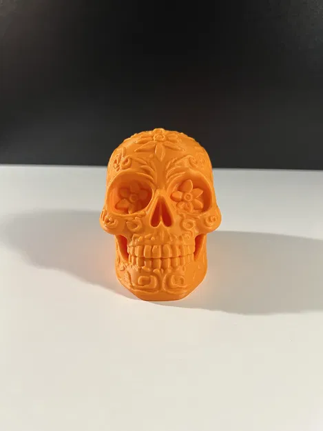 Flower Sugar Skull – Đầu Lâu Trang Trí Chạm Khắc Hoa (90 mm) - Image 2