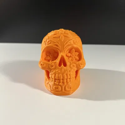 Flower Sugar Skull – Đầu Lâu Trang Trí Chạm Khắc Hoa (90 mm)