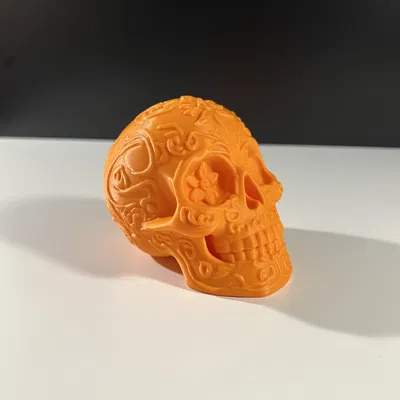 Flower Sugar Skull – Đầu Lâu Trang Trí Chạm Khắc Hoa (90 mm)