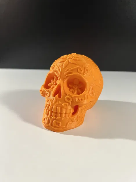 Flower Sugar Skull – Đầu Lâu Trang Trí Chạm Khắc Hoa (90 mm) - Image 4