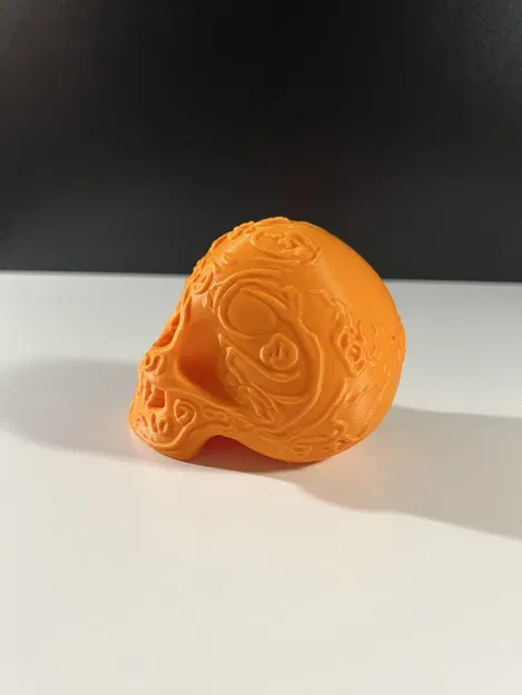 Flower Sugar Skull – Đầu Lâu Trang Trí Chạm Khắc Hoa (90 mm) - Image 5