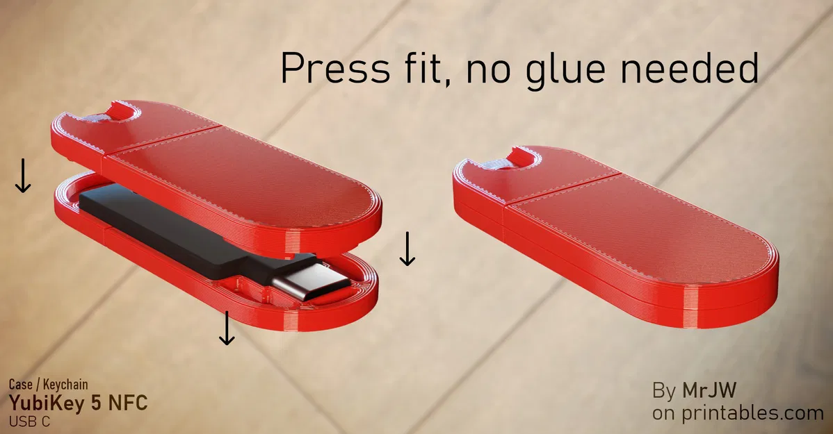 Ốp kiêm móc khóa YubiKey 5C NFC (chỉ USB‑C) kèm file STEP - Image 4