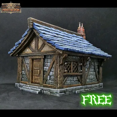 Nhà Gỗ Trung Cổ “Corven House” (Terrain 28–32mm, Không Cần Supports)