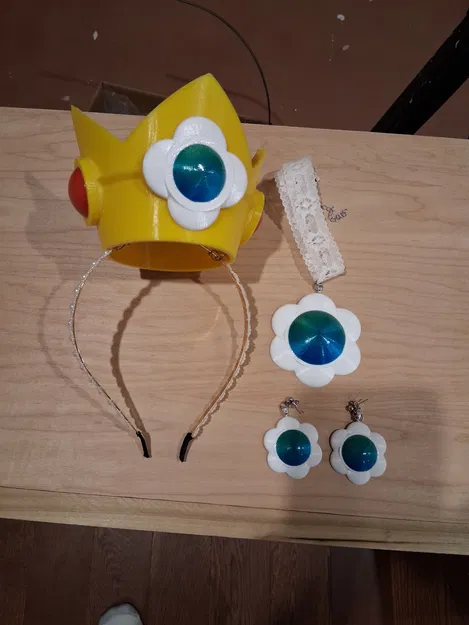 Trang phục Mario Daisy – Vương miện, vòng cổ & bông tai (3D print) - Image 1