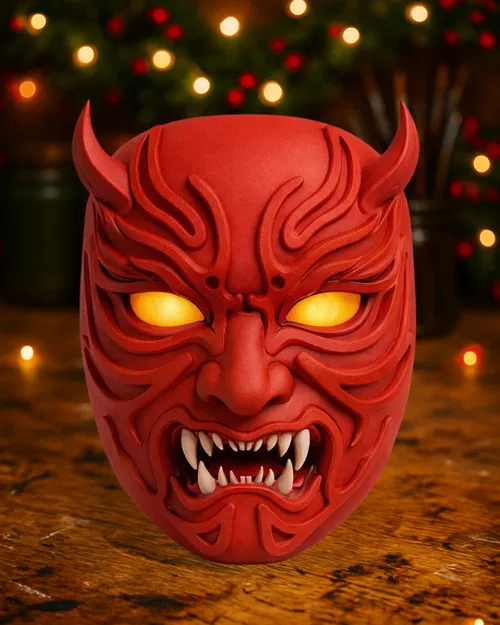 Mặt nạ Quỷ Đỏ – Gương mặt điêu khắc phong cách Oni - Image 1