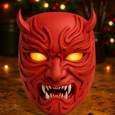 Mặt nạ Quỷ Đỏ – Gương mặt điêu khắc phong cách Oni