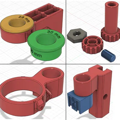 Ngàm giữ kính hiển vi số điều chỉnh được – File remix (Fusion360)