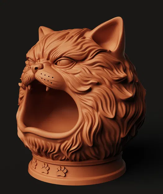 Khay Đựng Dụng Cụ Mèo Cáu (Angry Cat) | Organizer Bàn Làm Việc | Tượng Mèo Hài - Image 4