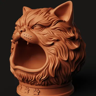 Khay Đựng Dụng Cụ Mèo Cáu (Angry Cat) | Organizer Bàn Làm Việc | Tượng Mèo Hài