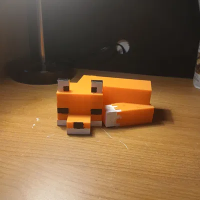 Cáo Minecraft cuộn tròn ngủ – đồ trang trí