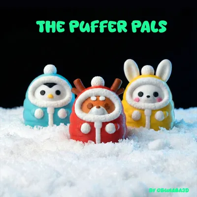 The Puffer Pals - Penguin, Reindeer & Rabbit (Chim cánh cụt, Tuần lộc & Thỏ)