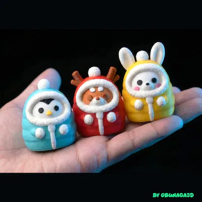 The Puffer Pals - Penguin, Reindeer & Rabbit (Chim cánh cụt, Tuần lộc & Thỏ)