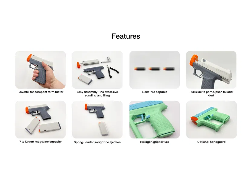 Zc Aus - Pistol Nerf Foam Dart Siêu Gọn Mạnh - Tối đa 170FPS - Image 4