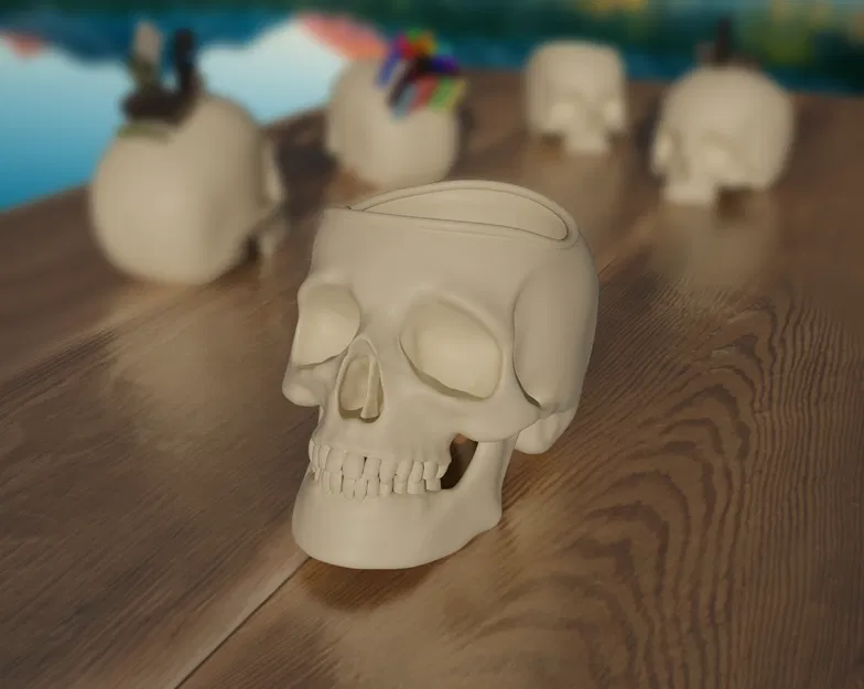 Skull Realistic 2: Chậu cây/Ống cắm bút/Lưu trữ media & hơn nữa - Image 1