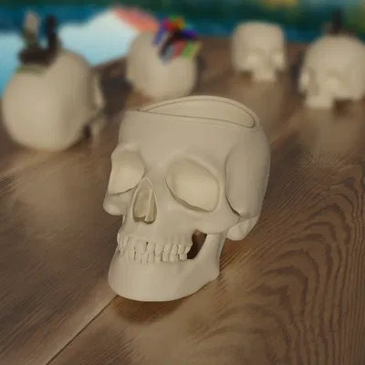 Skull Realistic 2: Chậu cây/Ống cắm bút/Lưu trữ media & hơn nữa