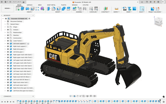 RC Excavator – Model Fusion 360 lắp ráp sẵn kèm logo CAT - Image 1