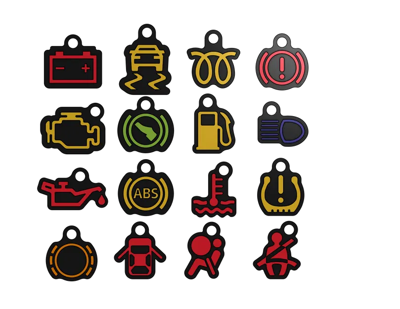 Bộ móc khóa đèn báo táp-lô xe hơi (Car indicator light keychains) - Image 1