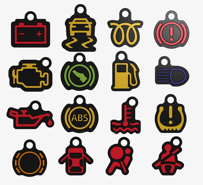 Bộ móc khóa đèn báo táp-lô xe hơi (Car indicator light keychains) - Image 18