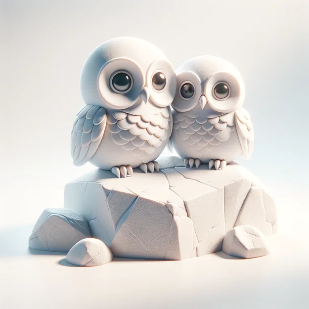 Cặp cú mèo dễ thương trên tảng đá - Image 1