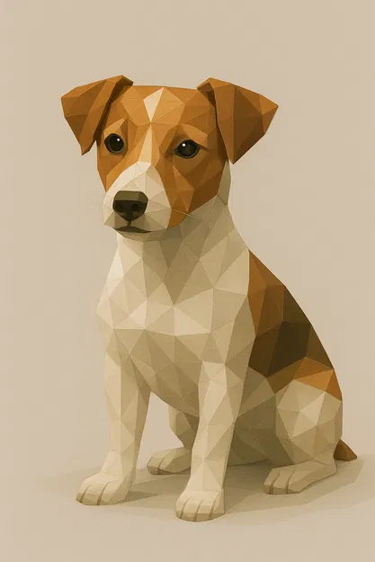 Tượng mô hình chó Jack Russell Terrier Low Poly - Image 1