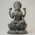 Tượng 3D Nữ Thần Lakshmi (Mahalakshmi) trên Tòa Sen – Chi tiết cao, in được - Thumbnail 1