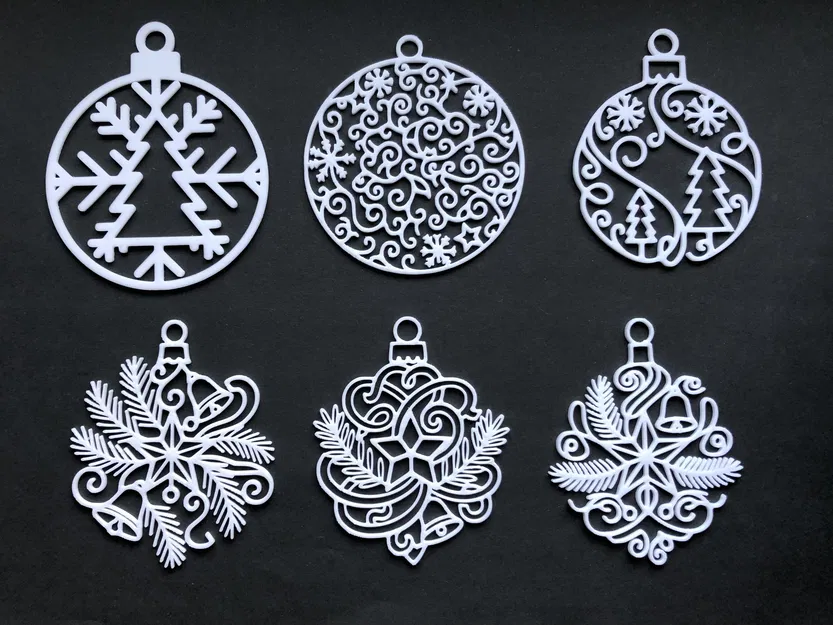 Bộ 6 đồ trang trí Giáng Sinh nhẹ, hoa văn tinh xảo - Image 1