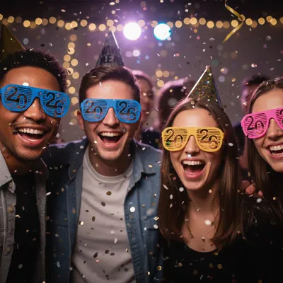 Kính tiệc 2026 Happy New Year – chỉ 20g filament, in nhanh!