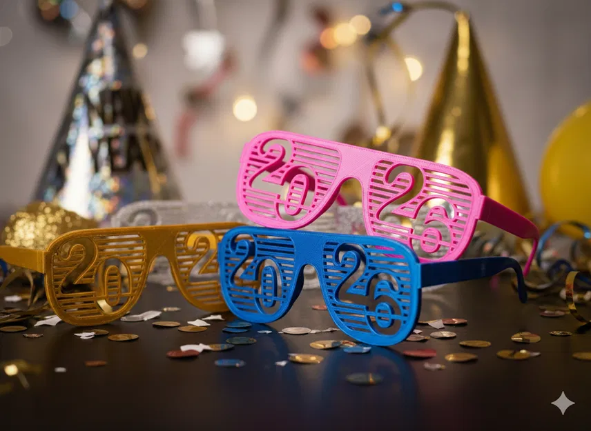 Kính tiệc 2026 Happy New Year – chỉ 20g filament, in nhanh! - Image 4