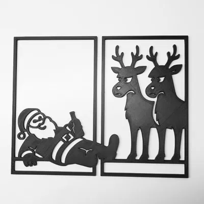 Trang trí Noel - Wallart - Ông Già Noel Say Xỉn Vui Nhộn